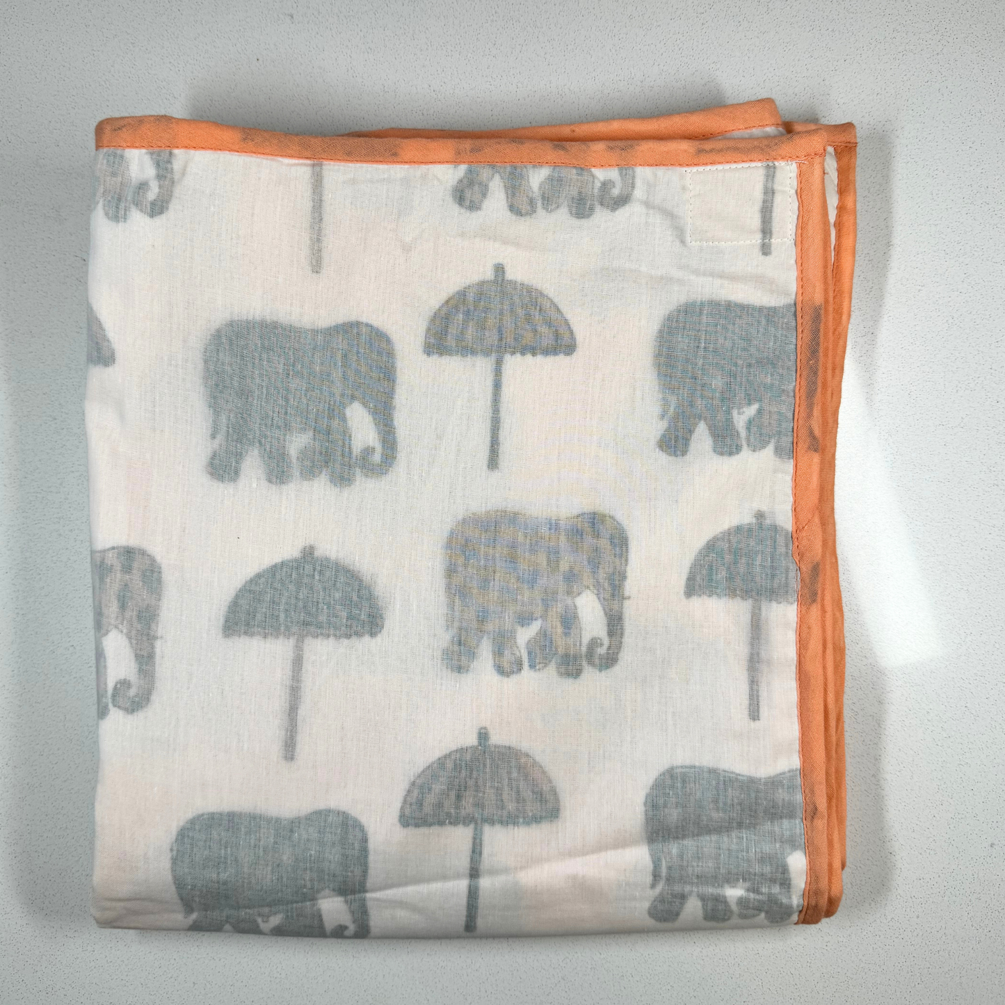 Childrens Cotton Muslin Quilt - Elephant