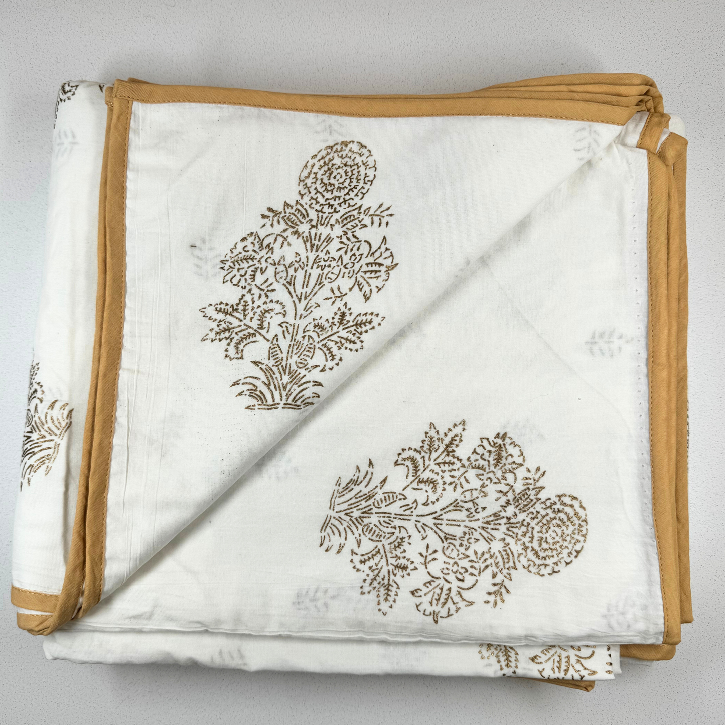 Double Layer Cotton Blanket Set - Gold Marigold