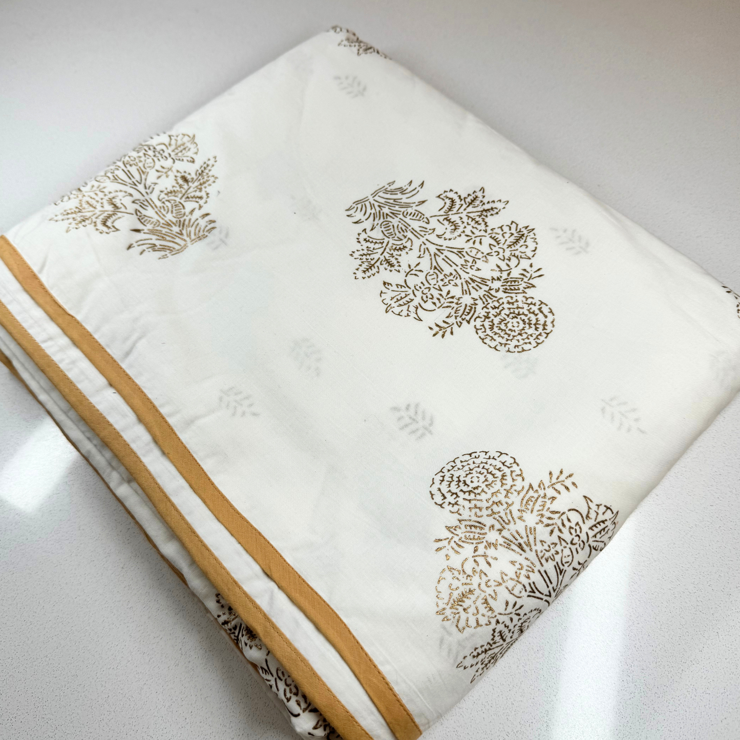 Double Layer Cotton Blanket Set - Gold Marigold