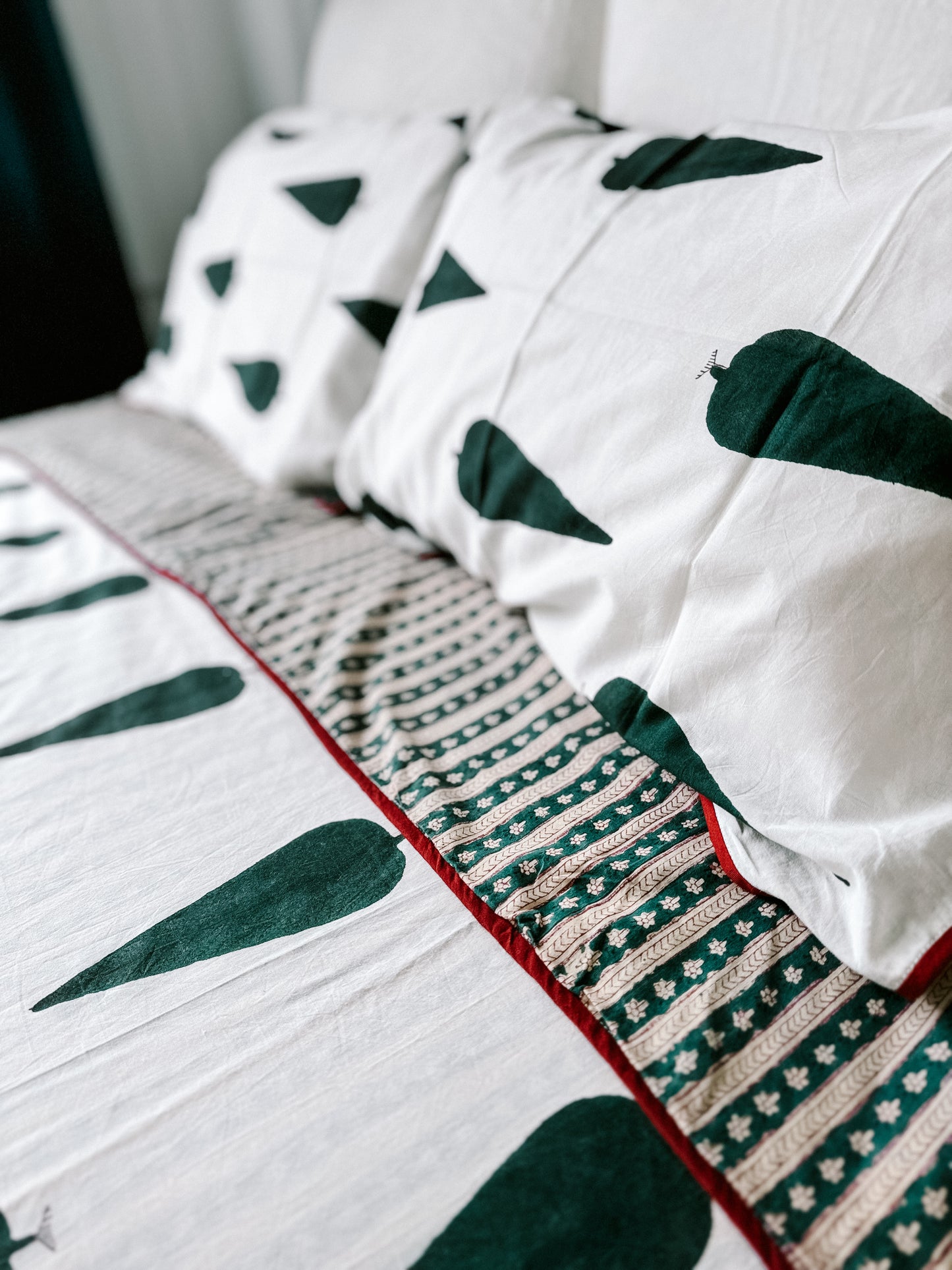 Double Layer Cotton Blanket Set - Pine Tree