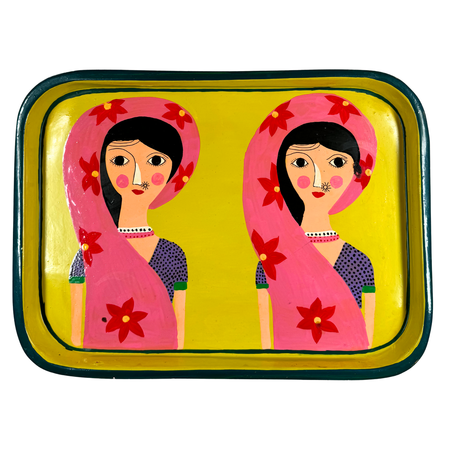 Stainless Steel Kashmir Tray - Yellow Ladies